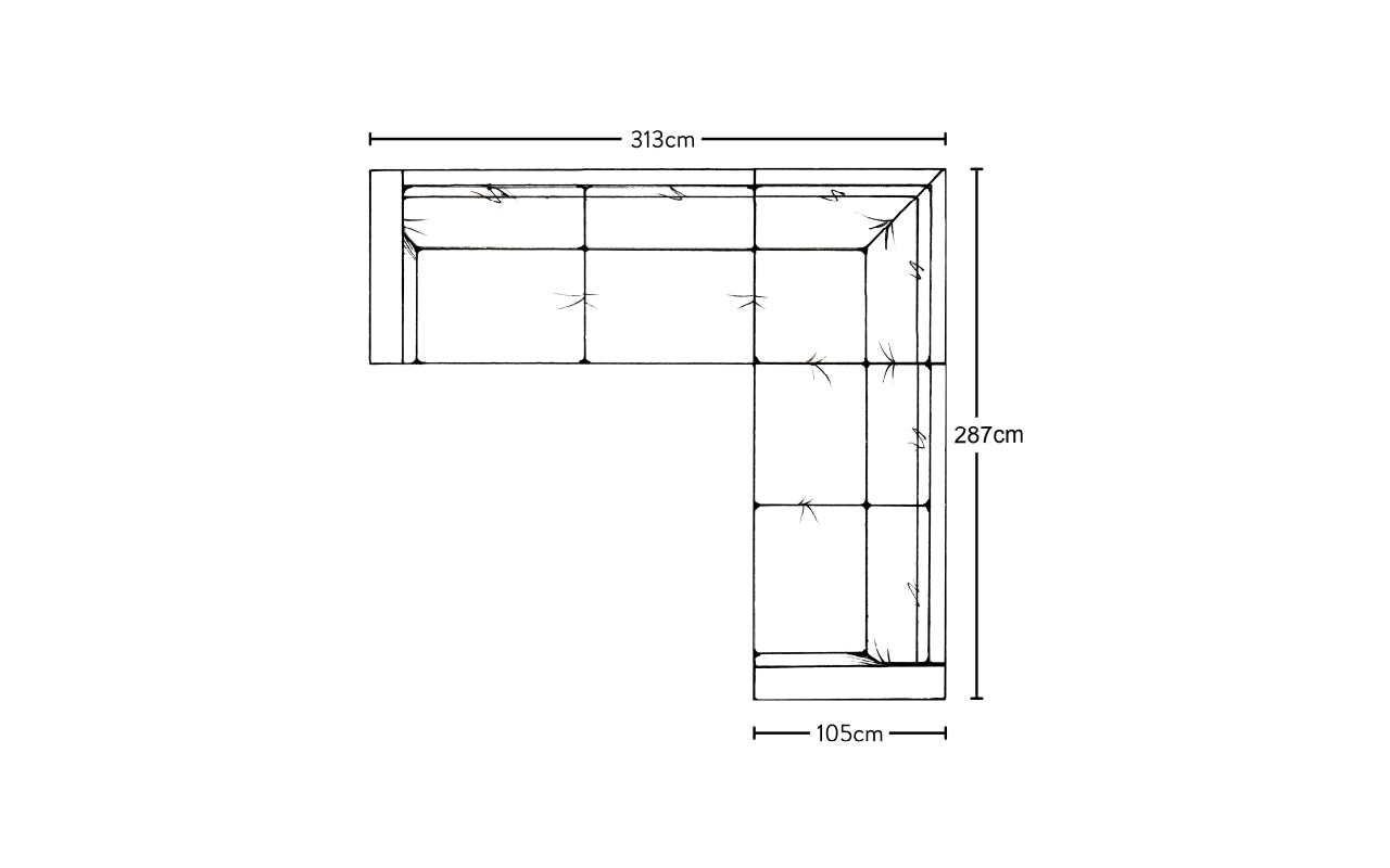Canapé d'angle droit Guddu Large - Lin Brera Naturel