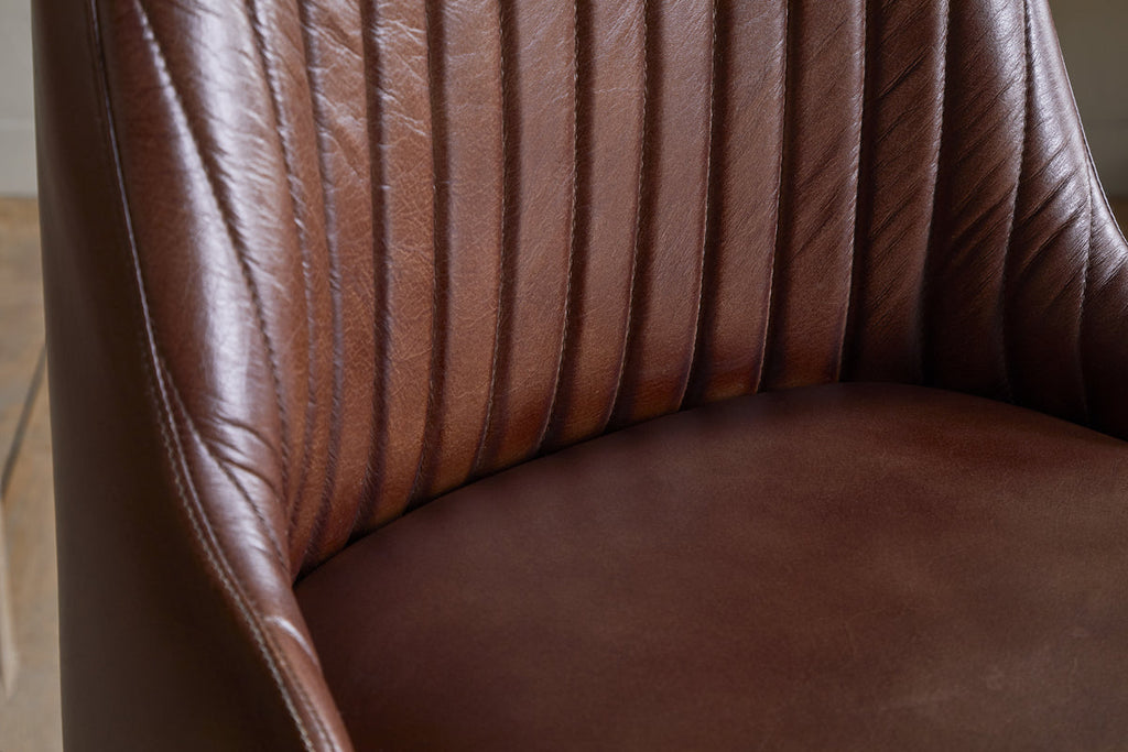 Chaise de comptoir en cuir Harsha - Marron chocolat