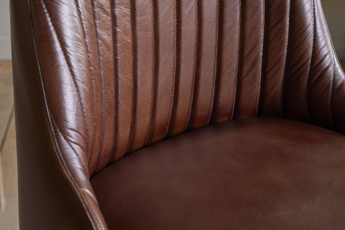 Chaise de comptoir en cuir Harsha - Marron chocolat
