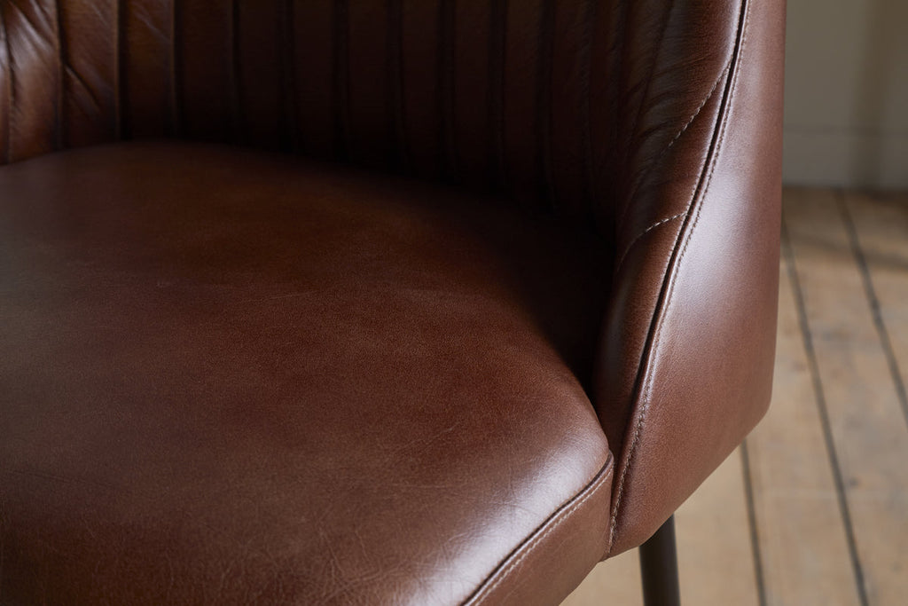 Chaise de comptoir en cuir Harsha - Marron chocolat