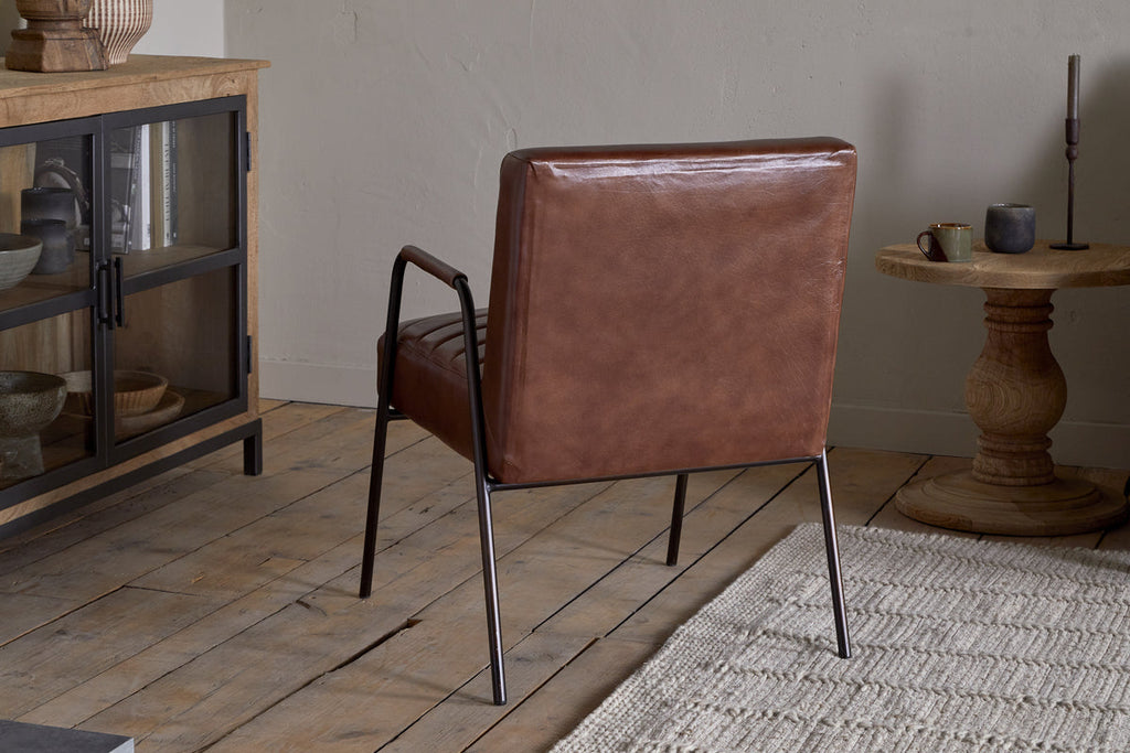 Fauteuil d'appoint en cuir Hadithi - Marron chocolat