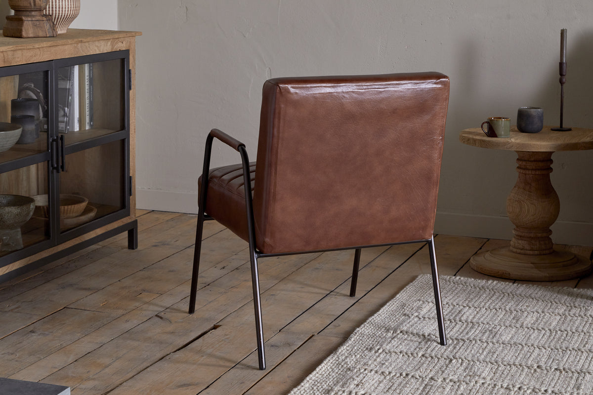 Fauteuil d'appoint en cuir Hadithi - Marron chocolat