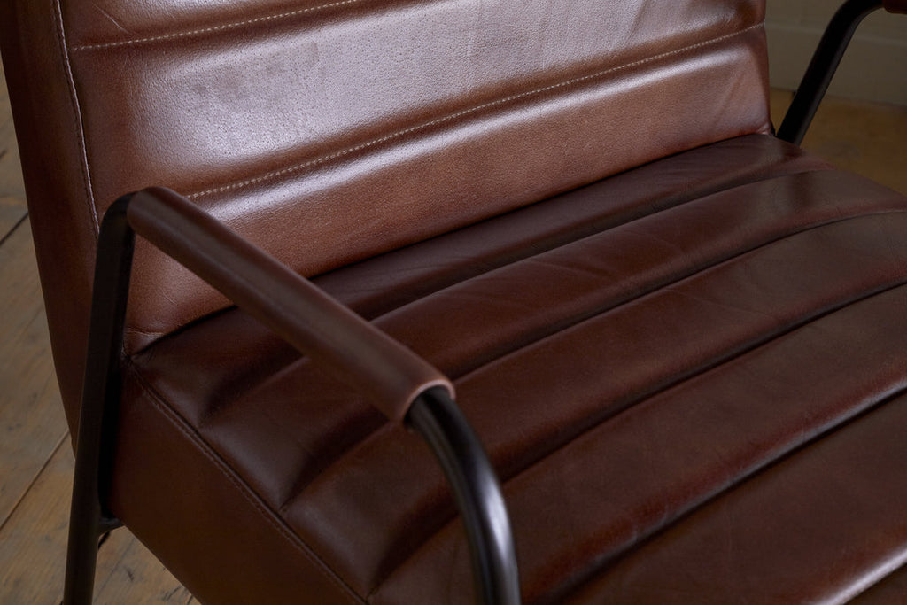 Fauteuil d'appoint en cuir Hadithi - Marron chocolat