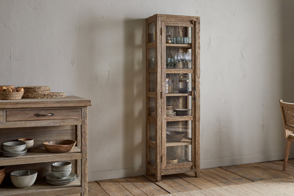 Armoire Ibo en bois et verre recyclés - Naturel - Haute