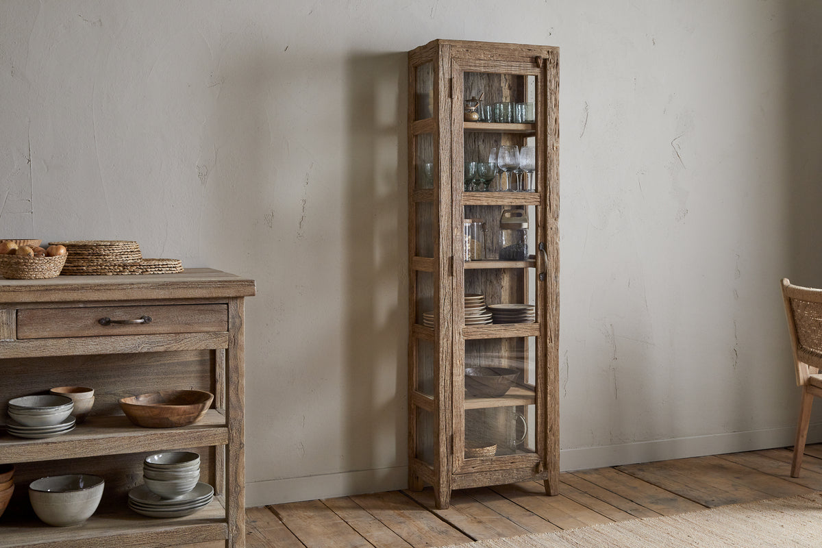 Armoire Ibo en bois et verre recyclés - Naturel - Haute