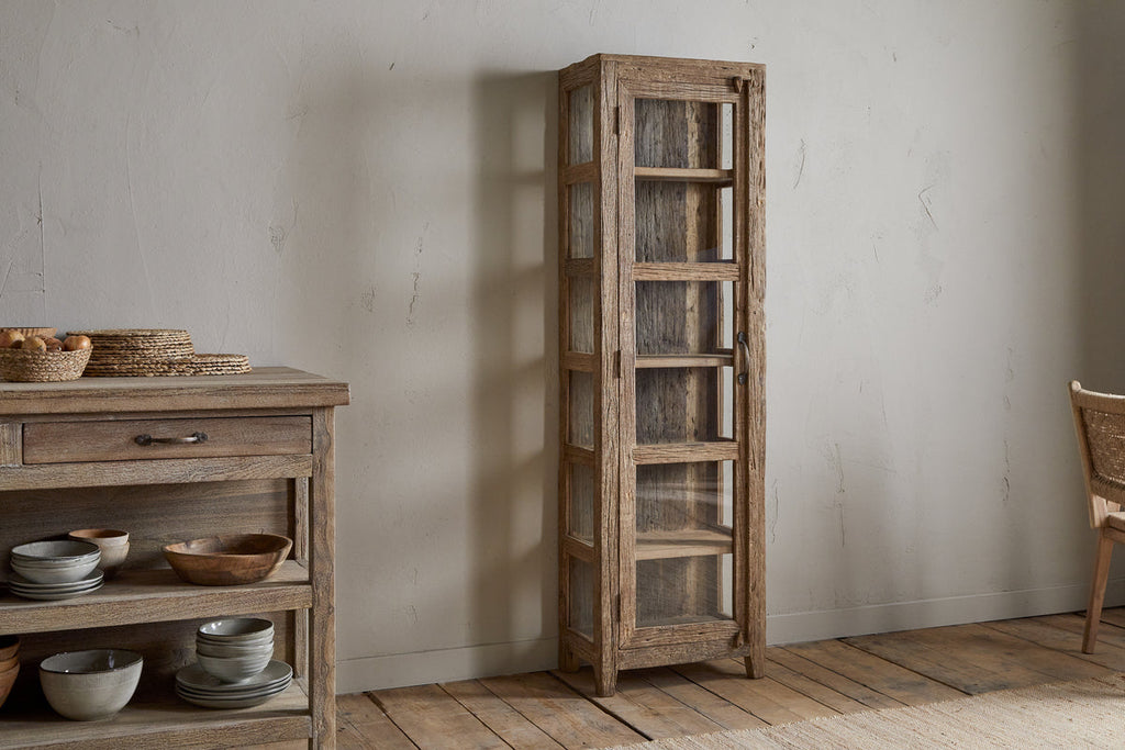 Armoire Ibo en bois et verre recyclés - Naturel - Haute