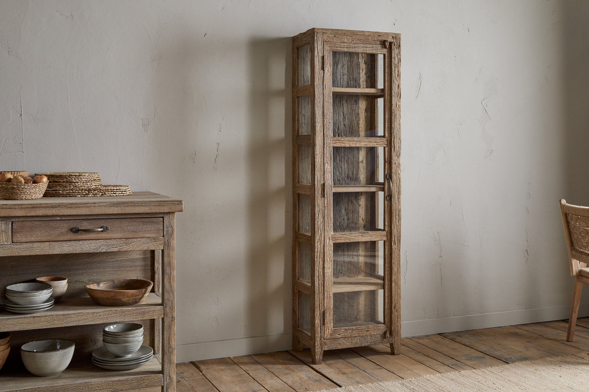 Armoire Ibo en bois et verre recyclés - Naturel - Haute