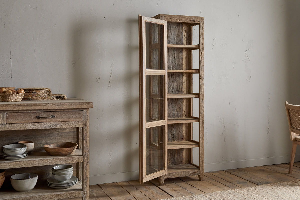 Armoire Ibo en bois et verre recyclés - Naturel - Haute