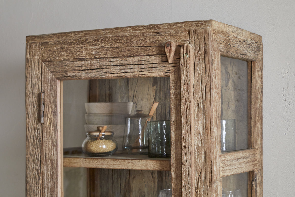 Armoire Ibo en bois et verre recyclés - Naturel - Haute
