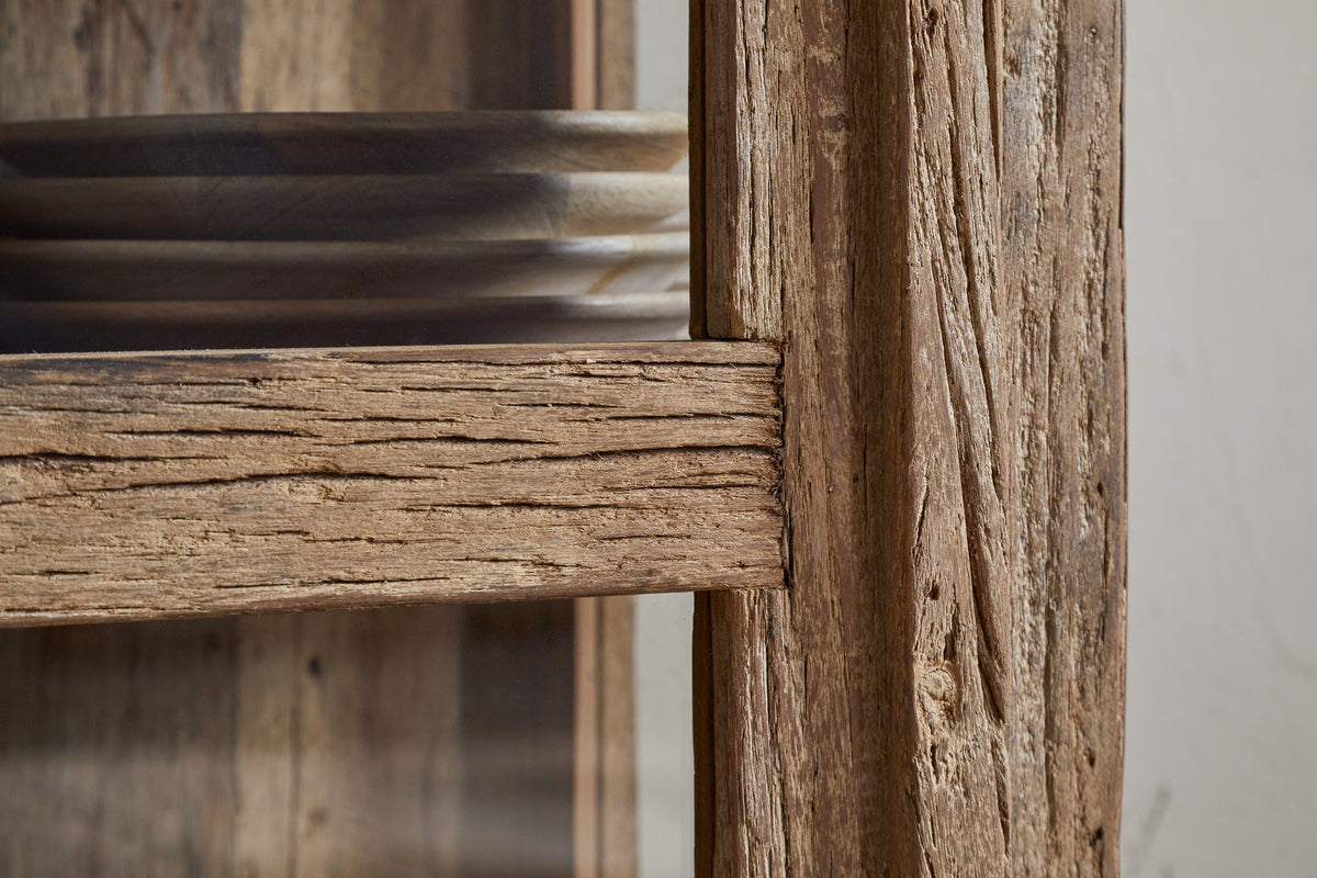 Armoire Ibo en bois et verre recyclés - Naturel - Haute
