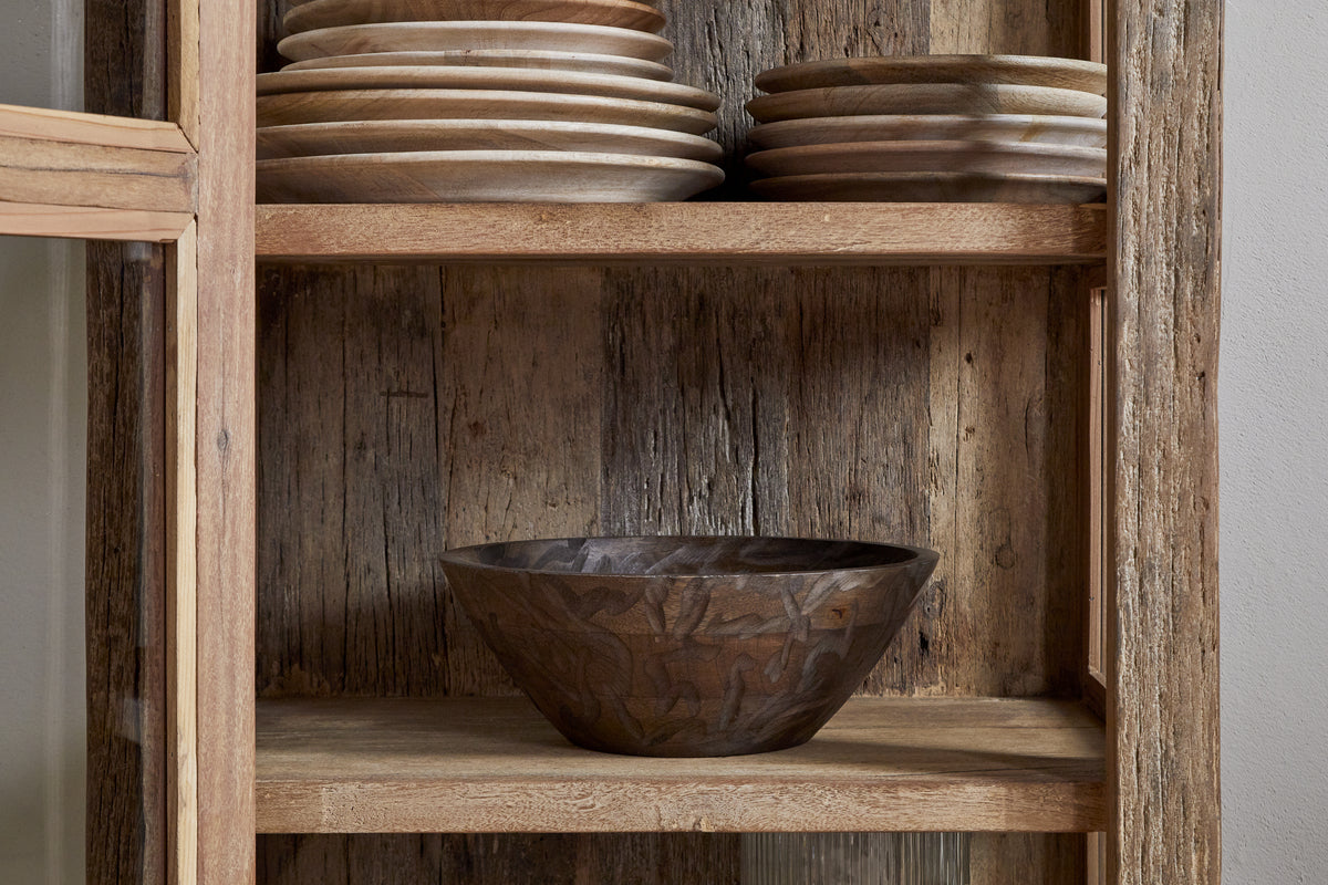 Armoire Ibo en bois et verre recyclés - Naturel - Haute