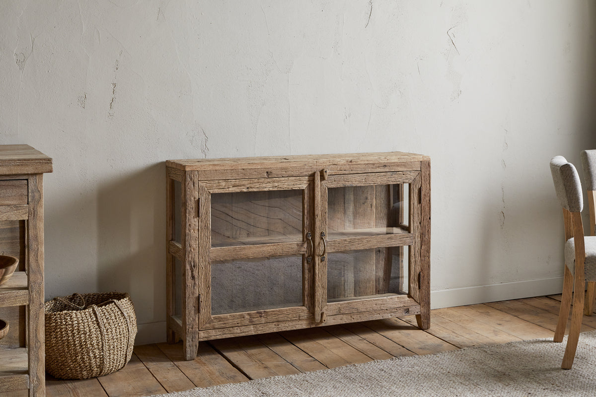 Buffet Ibo en bois et verre recyclés - Naturel