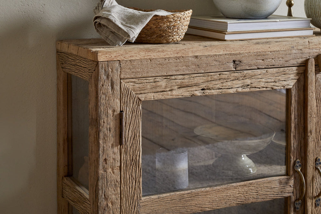 Buffet Ibo en bois et verre recyclés - Naturel