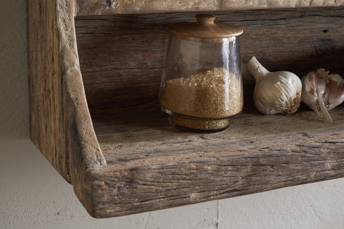 Étagère de rangement en bois de récupération Ibo - Naturel