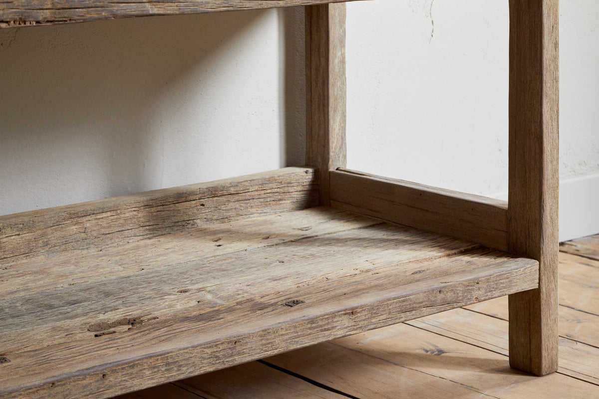 Étagères de garde-manger sur pied en bois de récupération Ibo - Naturel