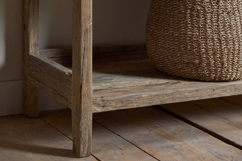 Étagères de garde-manger sur pied en bois de récupération Ibo - Naturel