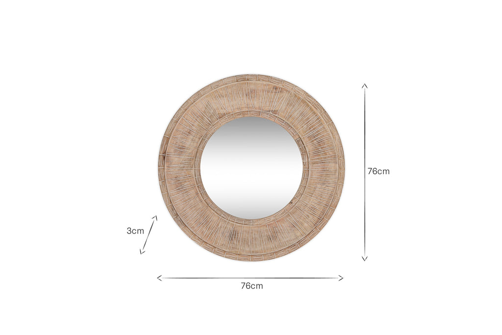 Miroir sculpté en bois de manguier Itwa - Naturel