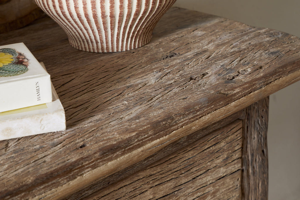 Console Ibo en bois recyclé à 1 tiroir - Naturel