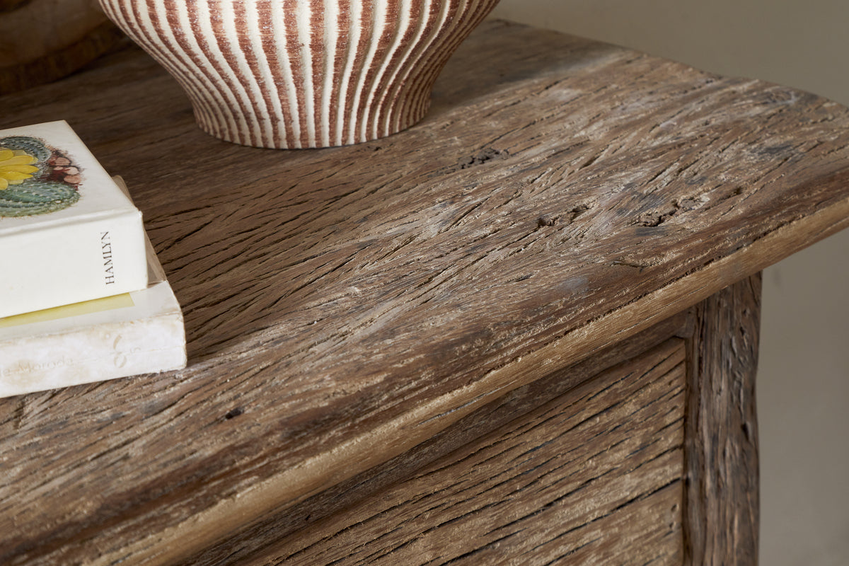 Console Ibo en bois recyclé à 1 tiroir - Naturel