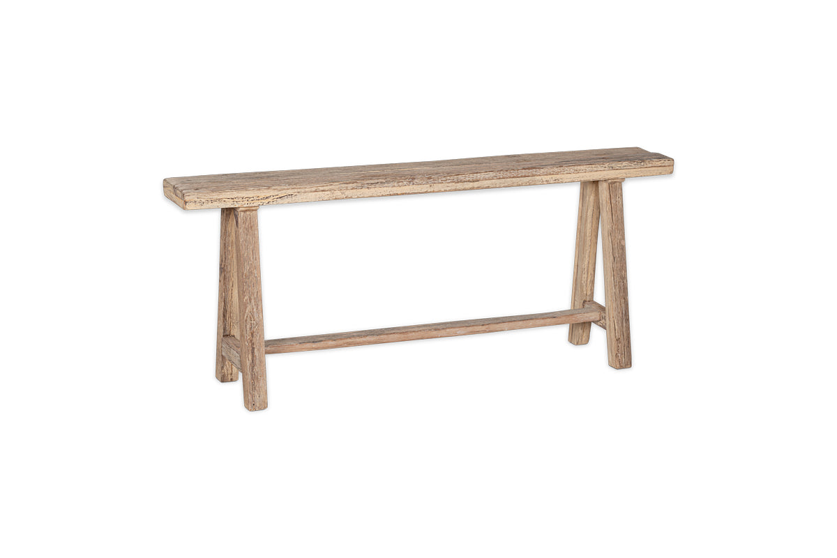 Banc long en bois de récupération Ibo - Naturel