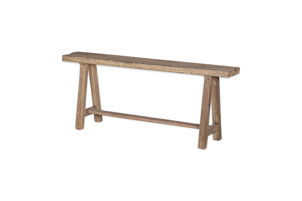 Banc long en bois de récupération Ibo - Naturel