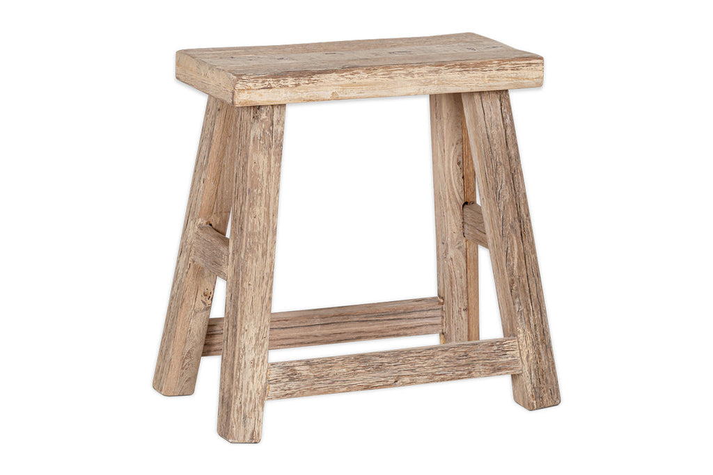 Tabouret bas en bois recyclé Ibo - Naturel