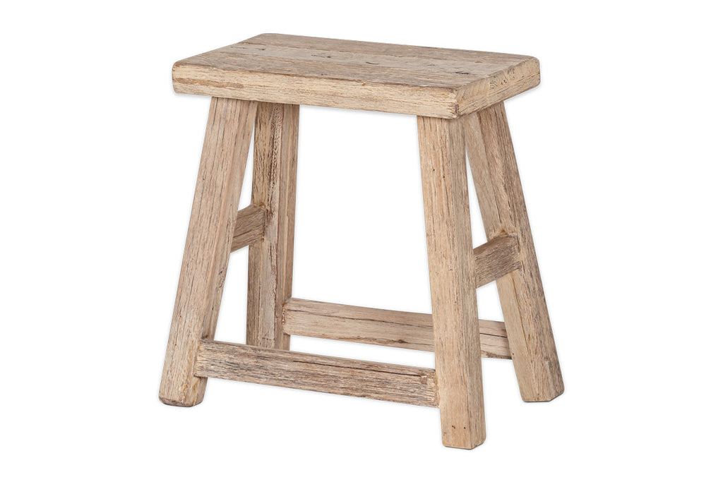 Tabouret bas en bois recyclé Ibo - Naturel