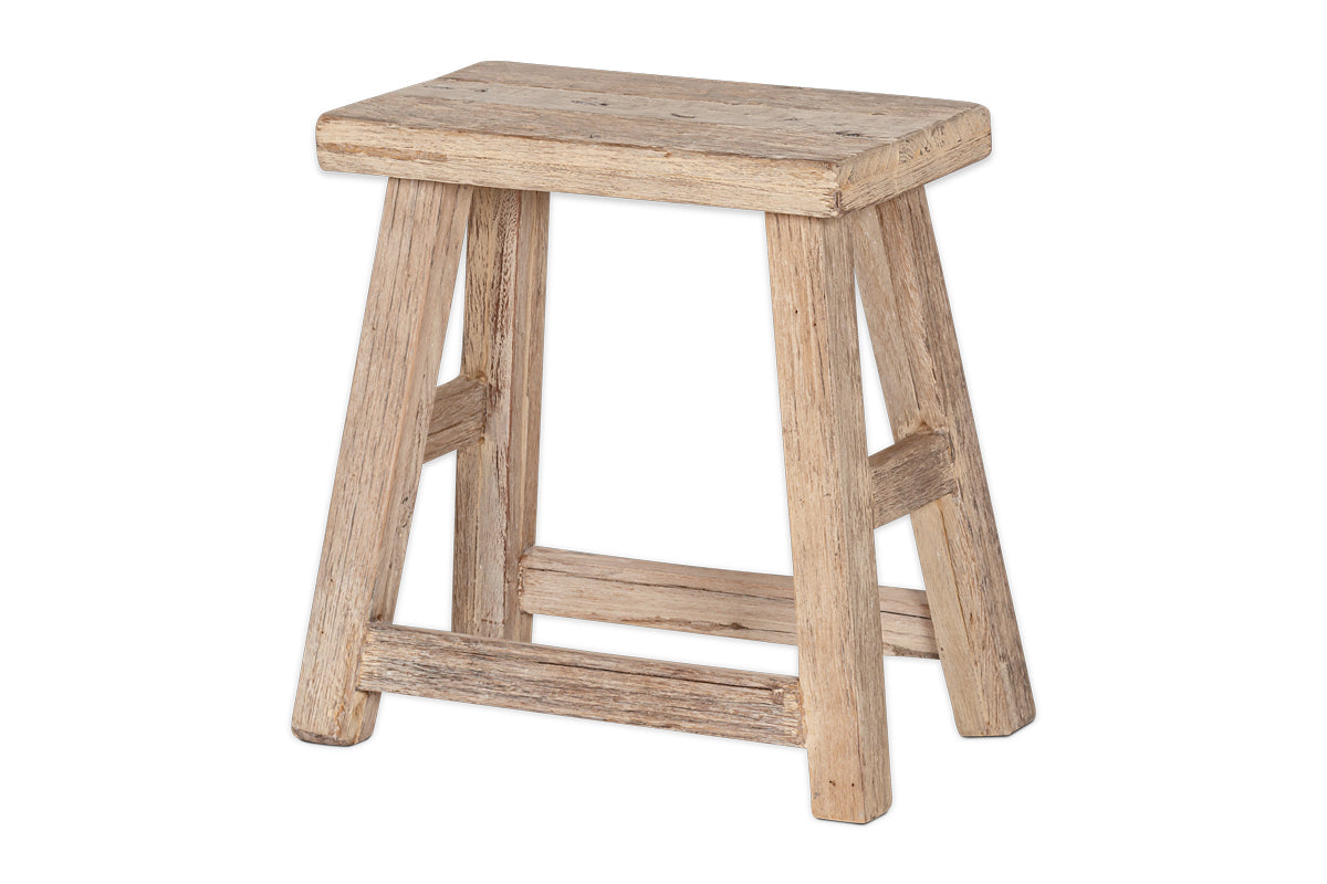 Tabouret bas en bois recyclé Ibo - Naturel