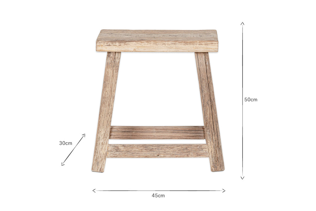 Tabouret bas en bois recyclé Ibo - Naturel