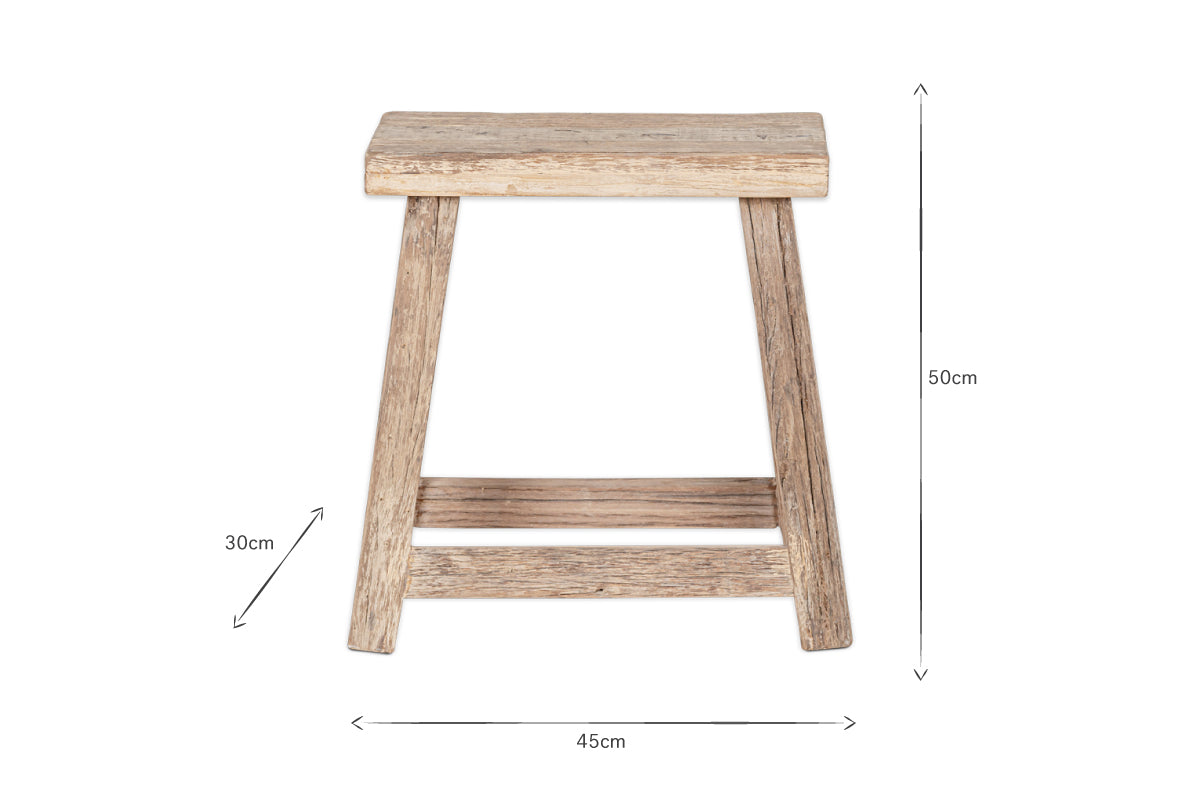 Tabouret bas en bois recyclé Ibo - Naturel