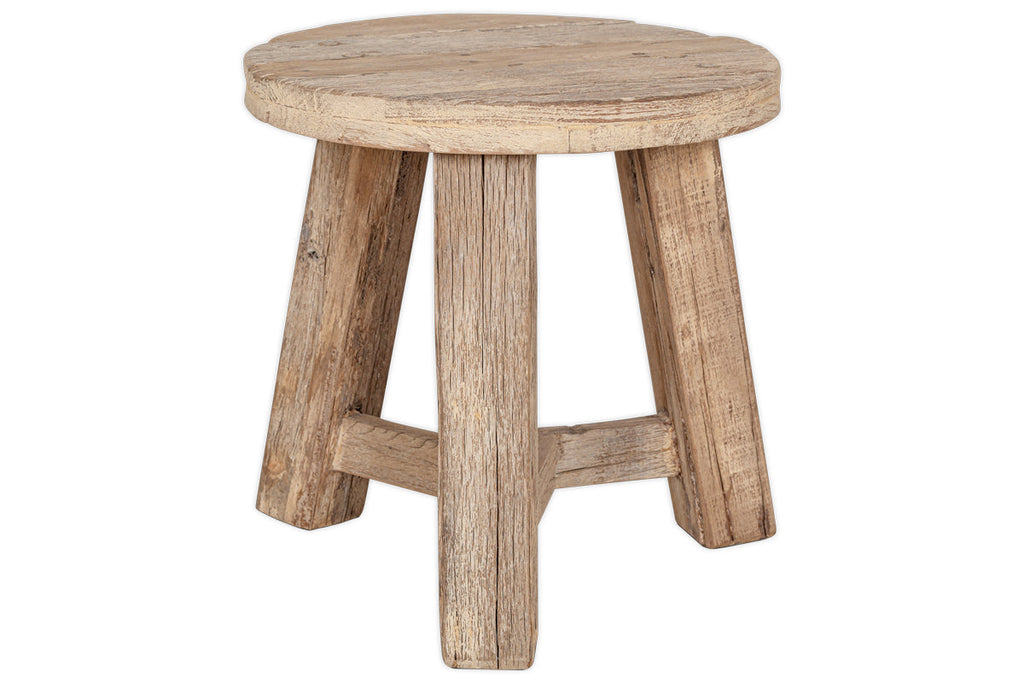 Table d'appoint ronde en bois de récupération Ibo - Naturel