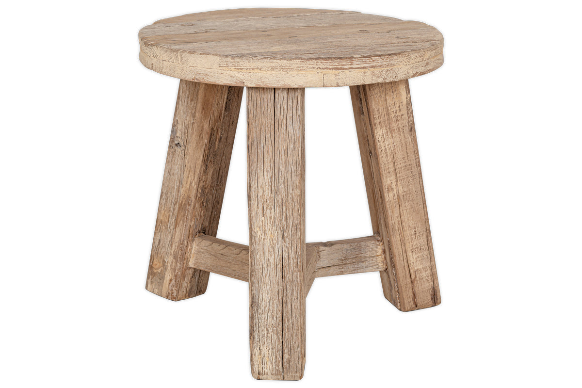 Table d'appoint ronde en bois de récupération Ibo - Naturel