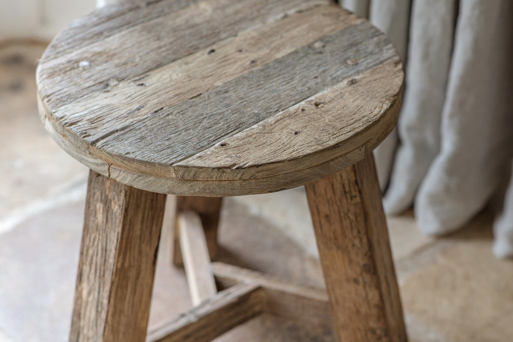 Table d'appoint ronde en bois de récupération Ibo - Naturel