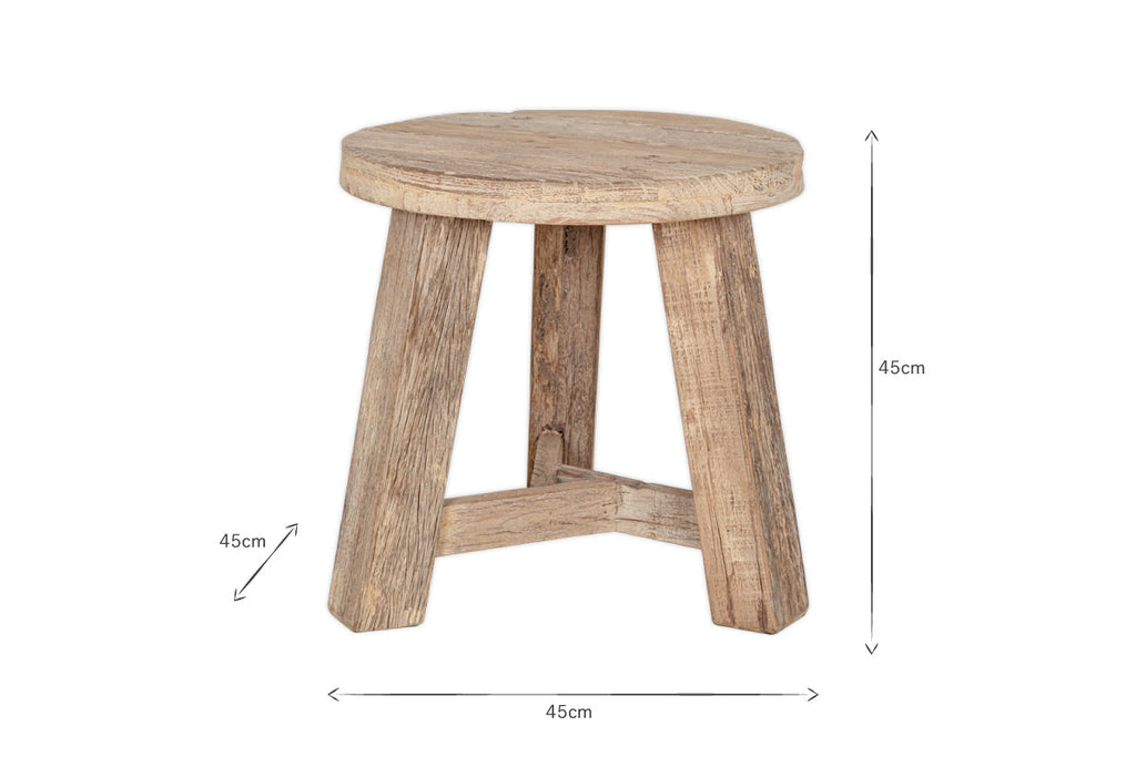 Table d'appoint ronde en bois de récupération Ibo - Naturel