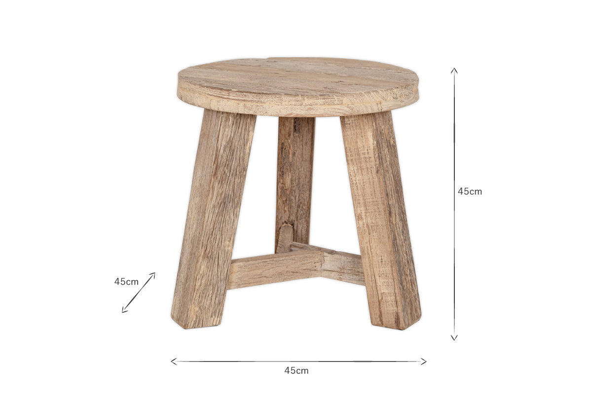Table d'appoint ronde en bois de récupération Ibo - Naturel
