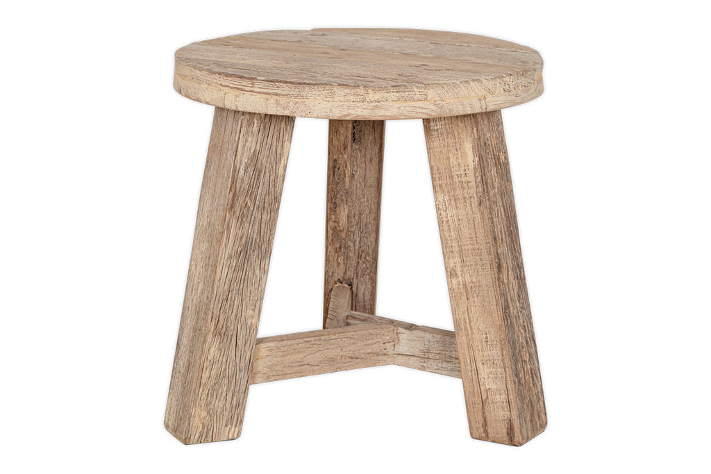 Table d'appoint ronde en bois de récupération Ibo - Naturel
