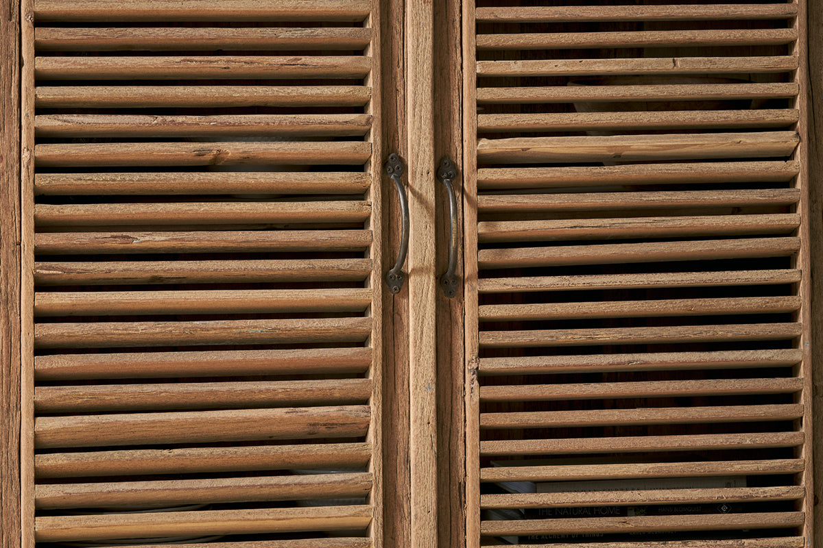 Armoire à lattes en bois recyclé Ibo – Naturel – Grand modèle