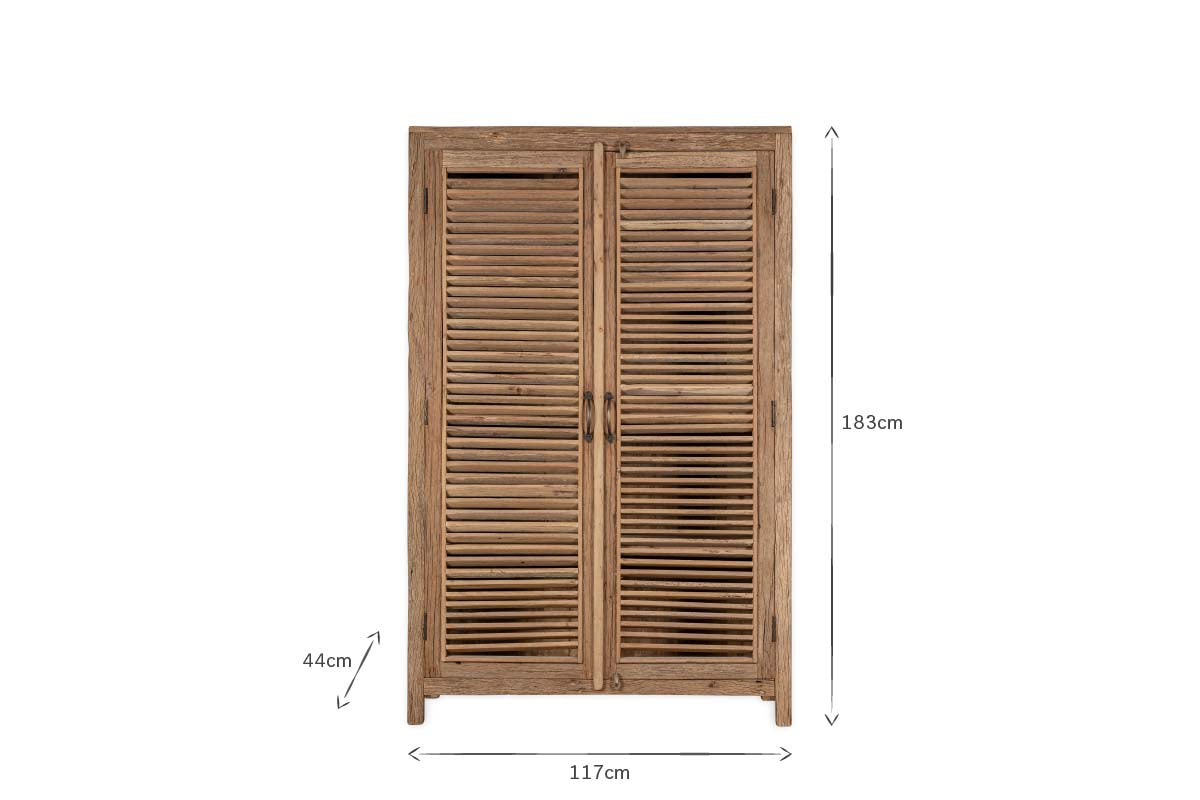 Armoire à lattes en bois recyclé Ibo – Naturel – Grand modèle
