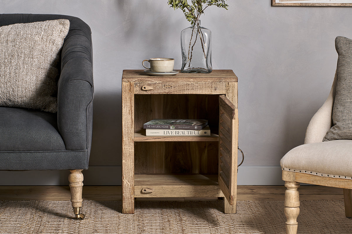 Meuble à lattes en bois recyclé Ibo – Naturel – Petit