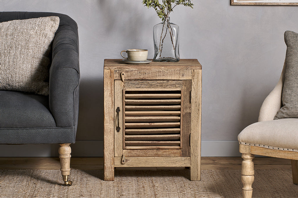 Meuble à lattes en bois recyclé Ibo – Naturel – Petit