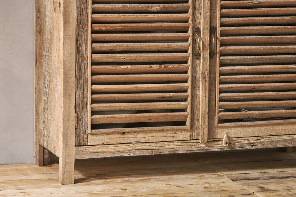 Buffet à lattes en bois recyclé Ibo - Naturel