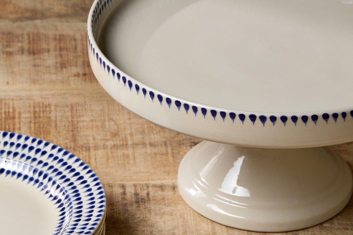 Support en céramique Indigo Drop - Crème et indigo