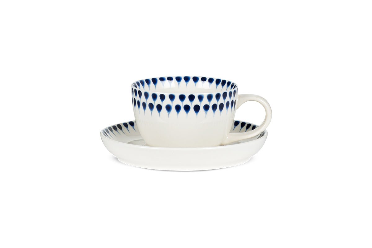 Tasse et soucoupe Indigo Drop - Crème et Indigo