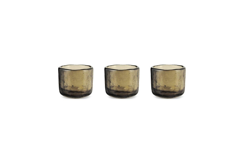 Bougie chauffe-plat Irda Glass - Petit modèle - Brun fumé - Lot de 3