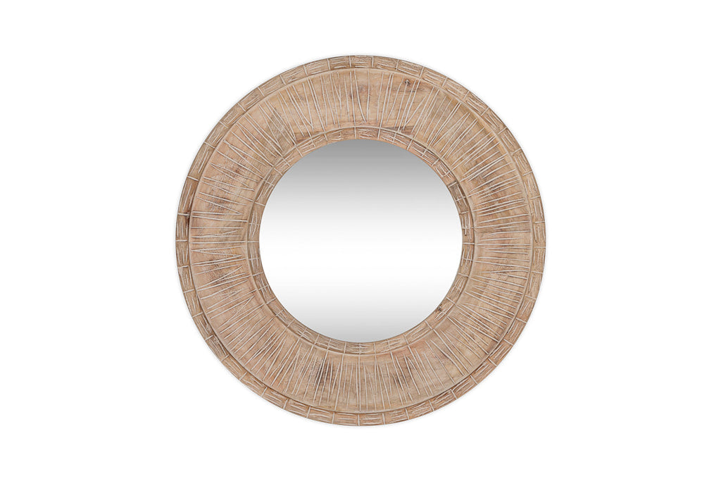 Miroir sculpté en bois de manguier Itwa - Naturel