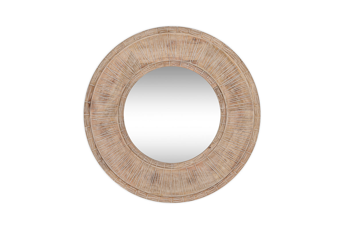 Miroir sculpté en bois de manguier Itwa - Naturel