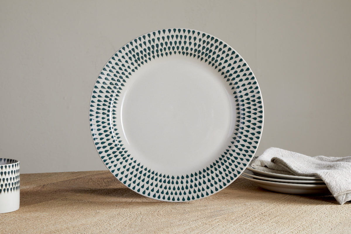 Service de table Juniper Drop - Crème et genévrier (Ensemble de 12 pièces)