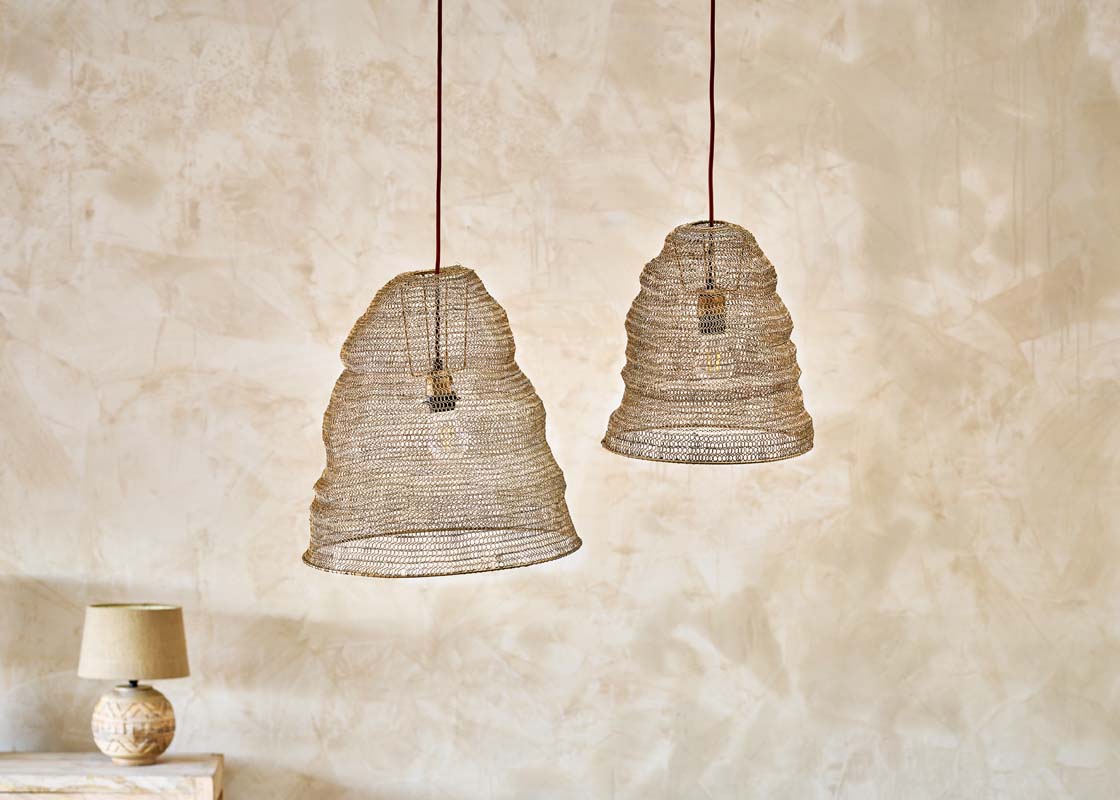 Abat-jour en fil de fer Jatani - Laiton antique - Grand ovale