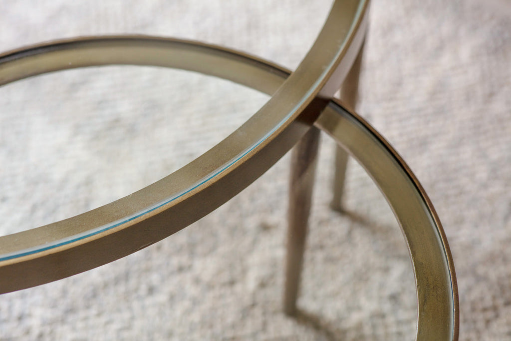 Tables basses gigognes Jiya en fer et verre - Laiton