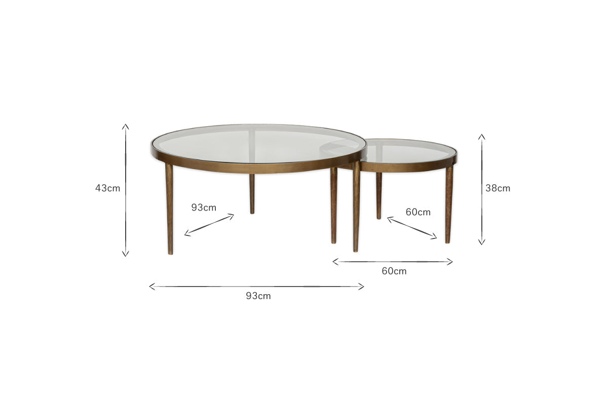 Tables basses gigognes Jiya en fer et verre - Laiton